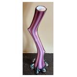LR - Vintage Art Glass Vase with Purple Swirl
