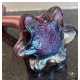 LR - Vintage Art Glass Vase with Purple Swirl