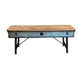 DR - Charming Metal and Wood Accent Table or Plant Stand