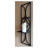 DR - Pair Black Metal Wall Mount Candle Holders