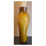 LR - Amber Glass Vase with Dried Decorative Stems