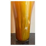 LR - Amber Glass Vase with Dried Decorative Stems