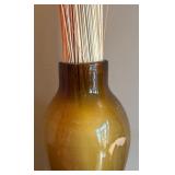 LR - Amber Glass Vase with Dried Decorative Stems