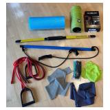 LR - Exercise Equipment Lot with Resistance Bands, Rollers, Flex Belt and More