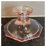 LR - Pair of Vintage Depression Glass Pink Candle Holders