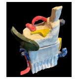 LR - Abstract Handcrafted Pottery Box with Colorful Sculpted Accents