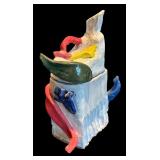 LR - Abstract Handcrafted Pottery Box with Colorful Sculpted Accents