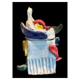 LR - Abstract Handcrafted Pottery Box with Colorful Sculpted Accents