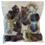 LR - Fall Decor Dining Set: Wicker Chargers, Leaf Placemats, Crocheted Coasters, Napkin Rings and More