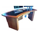 O - Executive Cherry Wood Desk with Inlaid Granite Top