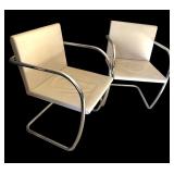 U - Pair of Chrome Base Cantilever Armchairs