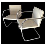 U - Pair of Chrome Base Cantilever Armchairs