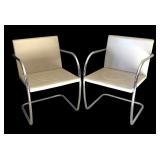 U - Pair of Chrome Base Cantilever Armchairs