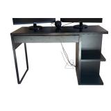 U - Black Desk with Shelves