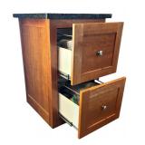 O - Wood File Cabinet with Granite Top
