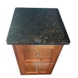 O - Wood File Cabinet with Granite Top