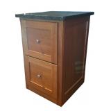 O - Wood File Cabinet with Granite Top