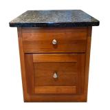 O - Cherry Wood File Cabinet with Granite Top