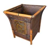 LR - Woven Planter with Bamboo Frame and Palm Design