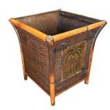 LR - Woven Planter with Bamboo Frame and Palm Design