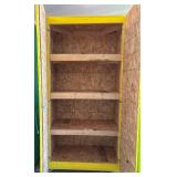 G - Large Yellow Painted Wooden Storage Cabinet with Shelves and Double Doors