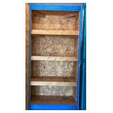 Large Blue Painted Wooden Storage Cabinet on Casters