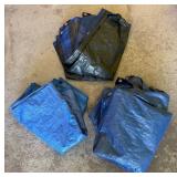 G - Assorted Blue and Black Tarps with HDX Plastic Sheeting