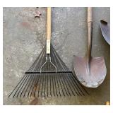 G - Yard Tool Collection with Rake, Shovels, Axe, and Garden Hand Tools