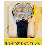 LL - Invicta Model 10756 Chronograph Watch with Leather Strap and Original Box