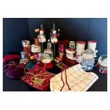 LL - Holiday Gift Wrap and Decor Lot with Ribbons, Bows, Snow Globes, and Gift Bags