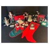 LL - Holiday Decor Collection with Stockings, Ornaments, Snow Globe, and Figurines