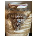 ML - Large Antique-Style Ceramic Vase with Ornate Handles