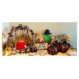 LL - Autumn and Halloween Decor Collection with Pumpkins, Signs, Candle, and Garland