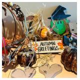 LL - Autumn and Halloween Decor Collection with Pumpkins, Signs, Candle, and Garland