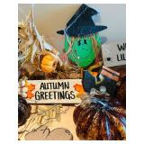 LL - Autumn and Halloween Decor Collection with Pumpkins, Signs, Candle, and Garland