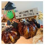 LL - Autumn and Halloween Decor Collection with Pumpkins, Signs, Candle, and Garland