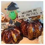 LL - Autumn and Halloween Decor Collection with Pumpkins, Signs, Candle, and Garland