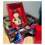 LL - Holiday Decor Lot with Waterford Ornaments, Plush Bear, and Decorative Chair