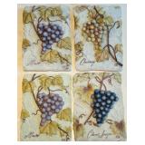 LL - Set of 4 Wine Grapes Decorative Wall Plaques