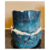 ML - Set of 3 Handcrafted Glazed Pottery Vases and Vessels, Tallest 8 Inches