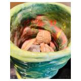 ML - Set of 3 Handcrafted Glazed Pottery Vases and Vessels, Tallest 8 Inches