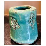 ML - Set of 3 Handcrafted Glazed Pottery Vases and Vessels, Tallest 8 Inches