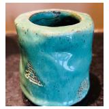 ML - Set of 3 Handcrafted Glazed Pottery Vases and Vessels, Tallest 8 Inches