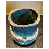 ML - Set of 3 Handcrafted Glazed Pottery Vases and Vessels, Tallest 8 Inches