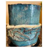 ML - Set of 3 Handcrafted Glazed Pottery Vases and Vessels, Tallest 8 Inches