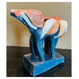 ML - Handmade Pottery Collection with Abstract Horse, Blue Bowl, and 10-Inch Vase
