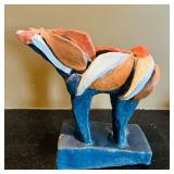 ML - Handmade Pottery Collection with Abstract Horse, Blue Bowl, and 10-Inch Vase