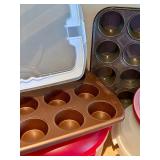 LL - Baking and Storage Set with Muffin Pans, Collapsible Containers, and Cake Carriers