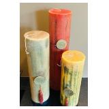 LR - Set of 6 Decorative Pillar Candles with Tray and Medallions