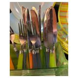 K - Colorful Melamine Dinnerware Set with Flatware, Placemats, Pitcher, and Bowl